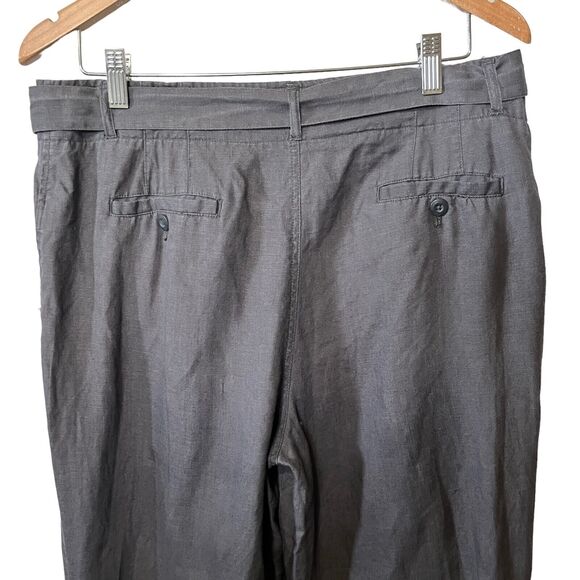 TAHARI Women's Charcoal Gray Belted High Rise Flare Leg Career Dress Pants 12 - Picture 7 of 9